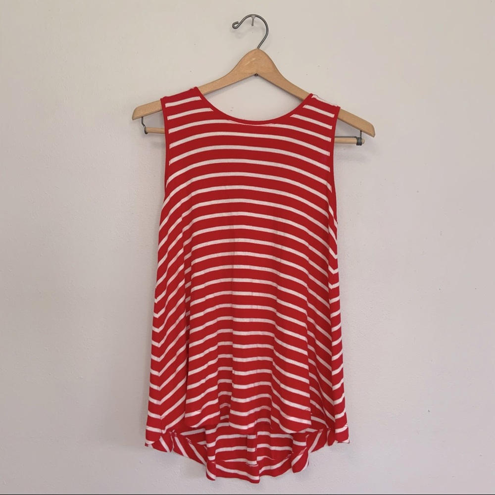 Merona Red & White Striped Stretchy Tank Top